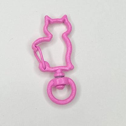 Zinc Alloy Kitten Shaped Colorful Buckle Keychain Clasps 20pcs 37mm 20