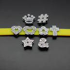 Chrome Alloy Rhinestone Beads Star Heart Crown Shapes 4pcs 2