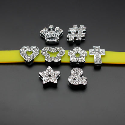 Chrome Alloy Rhinestone Beads Star Heart Crown Shapes 4pcs 2