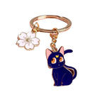 Alloy Cherry Blossom Cat Keychain Cute Enamel Feline Charm 4