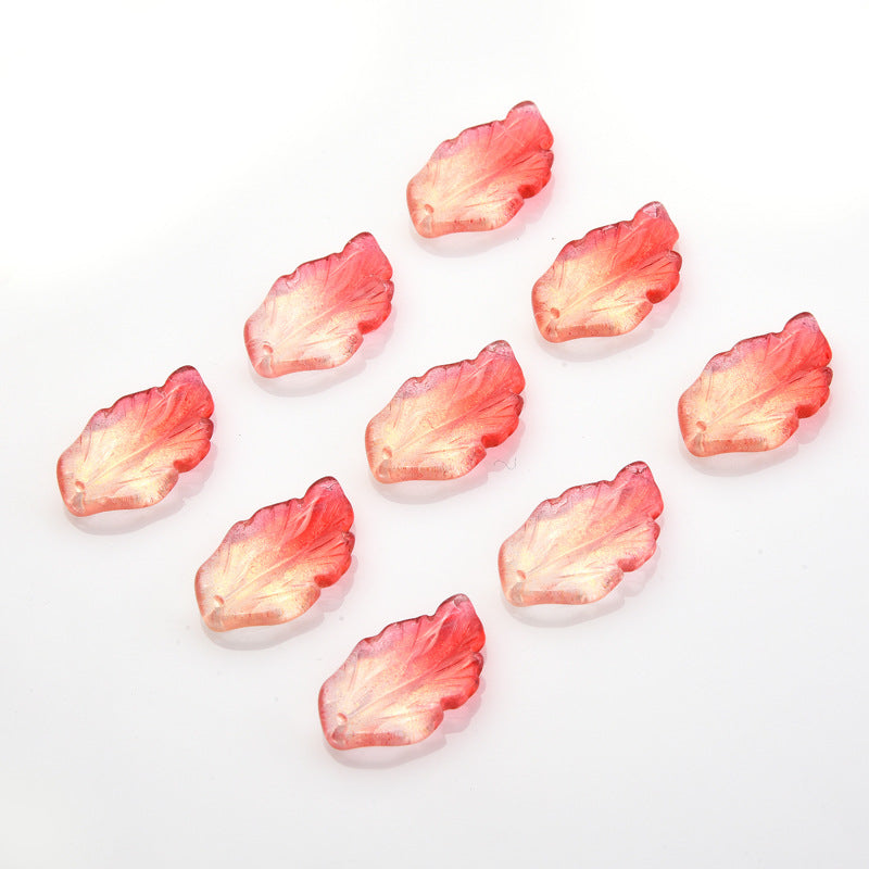 Czech Glass Beads Feather Leaf 17x28mm Gradual Color Change 20pcs 16