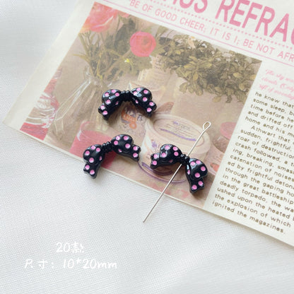 Silicone Focal Beads Sassy Barbie Style Baking Painted Alloy Black Pink 21