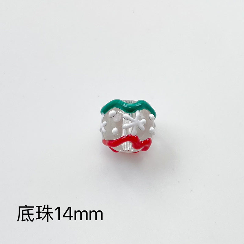 Hand Painted Christmas Enamel Glass Beads 12mm 14mm 1pc 29