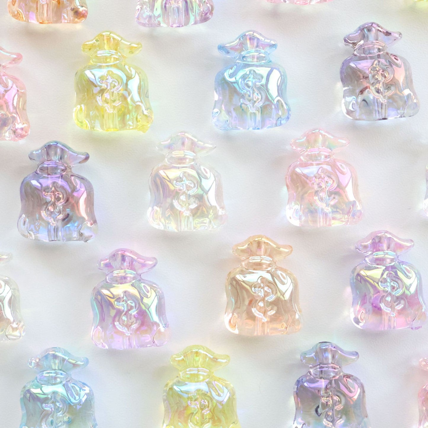 UV Plating Money Bag Acrylic Beads 22mm Translucent Pastel 20pcs 3