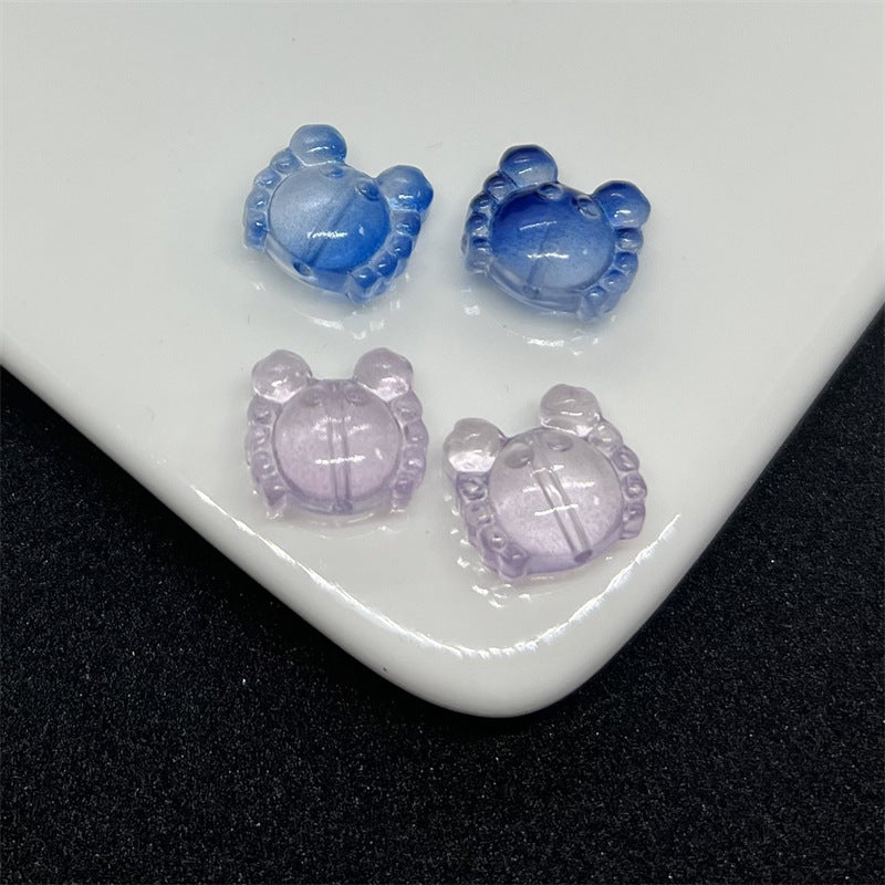 Small Crab Glass Beads 14mm Transparent Assorted Colors 100pcs 4