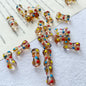 Painted Dotted Bone Glass Beads 17mm Hand Painted Colorful 1pc 8