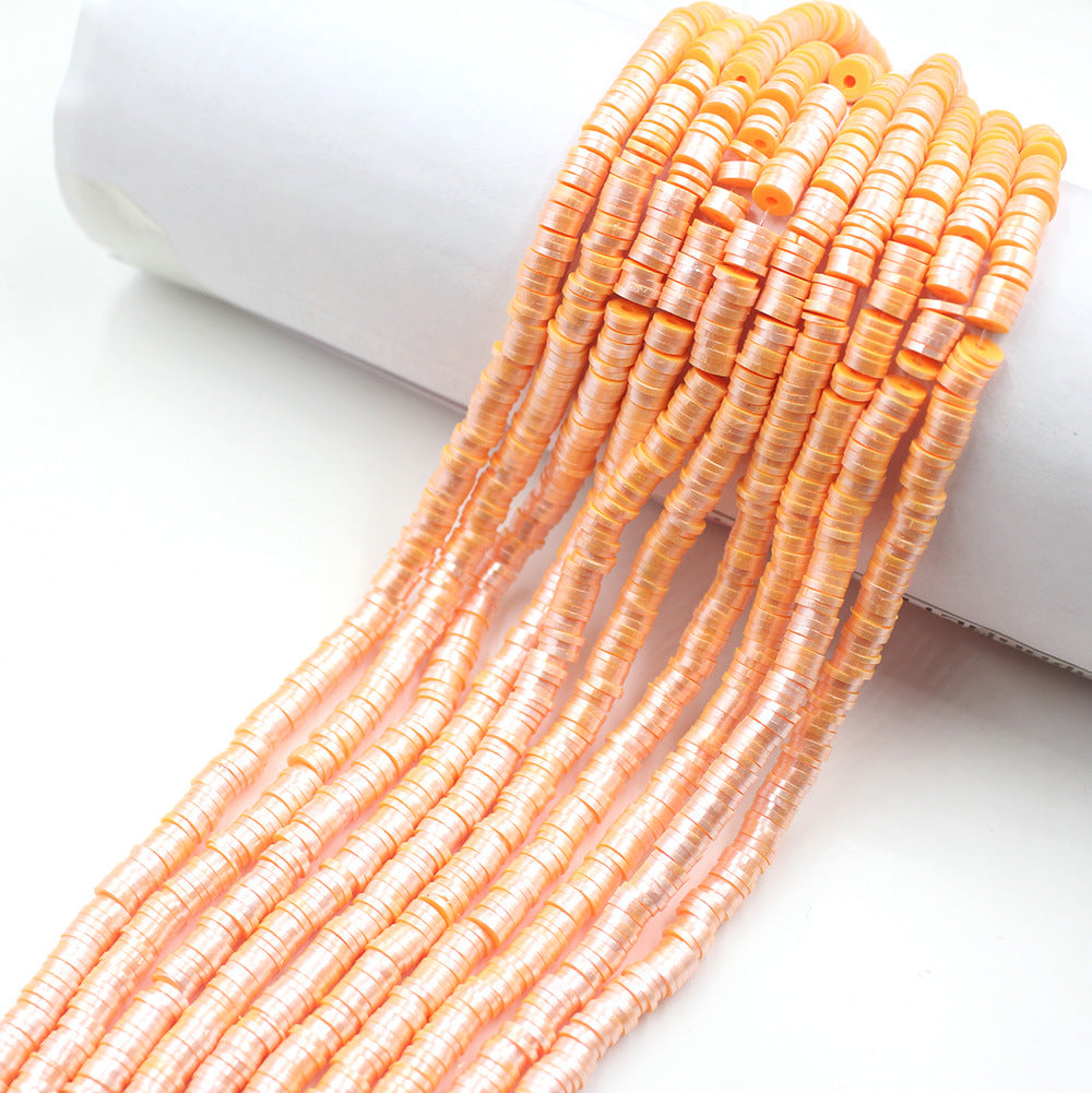 Pearly Lustre Flat Disc Clay Beads 6mm Colorful Pastel 10strands 12