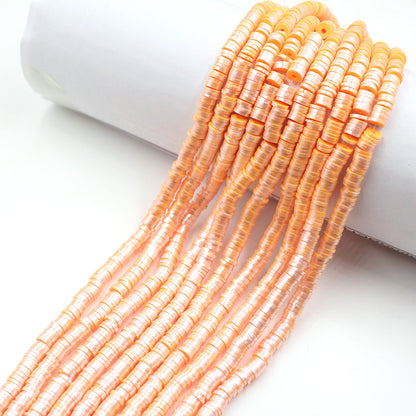 Pearly Lustre Flat Disc Clay Beads 6mm Colorful Pastel 10strands 12
