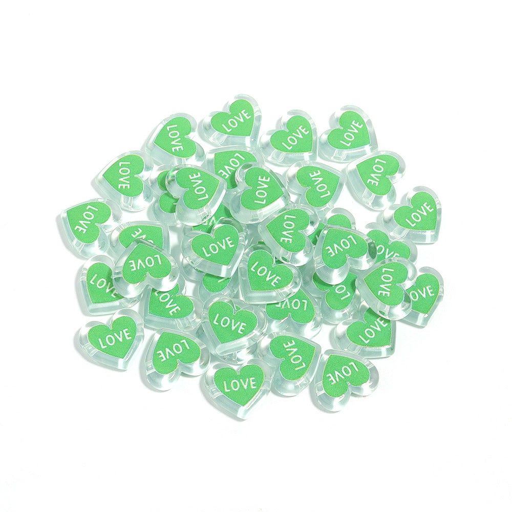 Heart Acrylic Beads 20mm White Transparent Love Horizontal Hole 20pcs 9