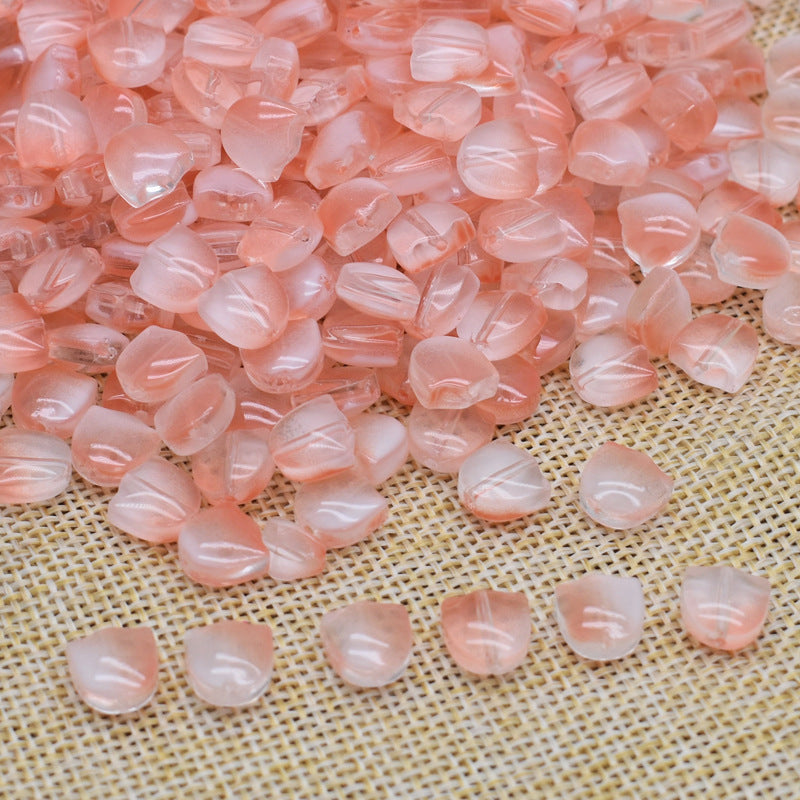Gradient Tulip Petals Leaves Glass Beads Petal 9mm Leaf 14mm 100pcs 6
