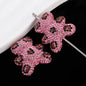 Polymer Clay Bear Rhinestone Beads 30mm Leopard Print Chunky 6pcs 9