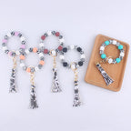 Leopard Print Silicone Bead Tassel Wristlet Keychain