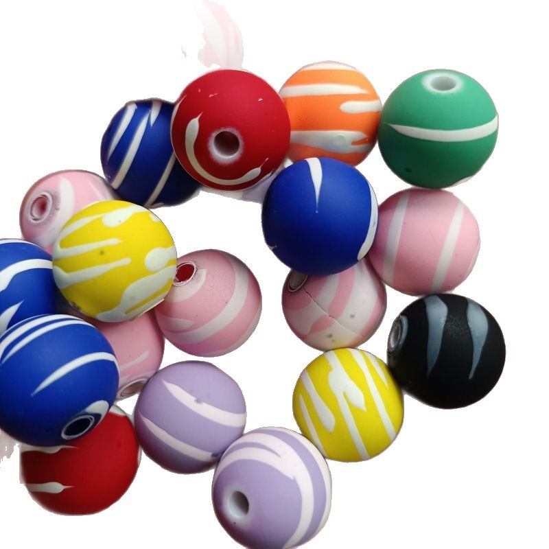 Rubberized Texture Swirl Pattern Acrylic Beads 16mm Mixed Colors 100pcs 5