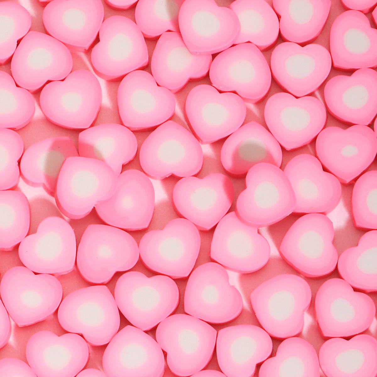 Heart Clay Beads 9mm Gradient Pink White Polymer 100pcs 6