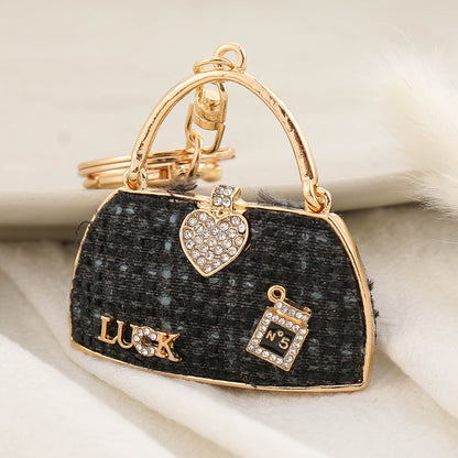 Vintage Alloy Shoulder Bag Keychain with Rhinestone Accent 15