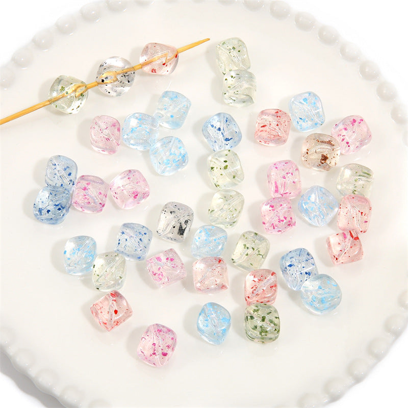 Transparent Flower Acrylic Beads 13x16mm Colorful Speckled 20pcs 2