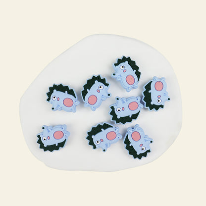 Silicone Focal Beads Hedgehog Colorful Side Profile 20pcs 11