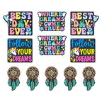 Silicone Focal Beads Dream Catcher Colorful Quotes Navy Background 20pcs