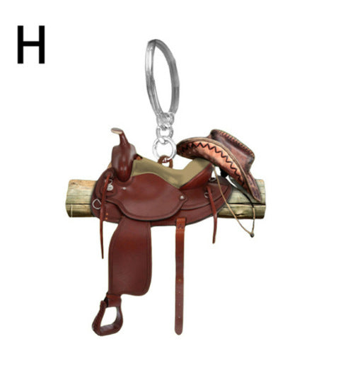 Acrylic Saddle Keychain Vintage Western Cowboy Style 24