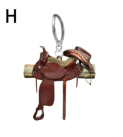 Acrylic Saddle Keychain Vintage Western Cowboy Style 24