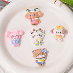 Glossy UV Plating Kitten Resin Beads Playful Pastel Outfits 10pcs 3