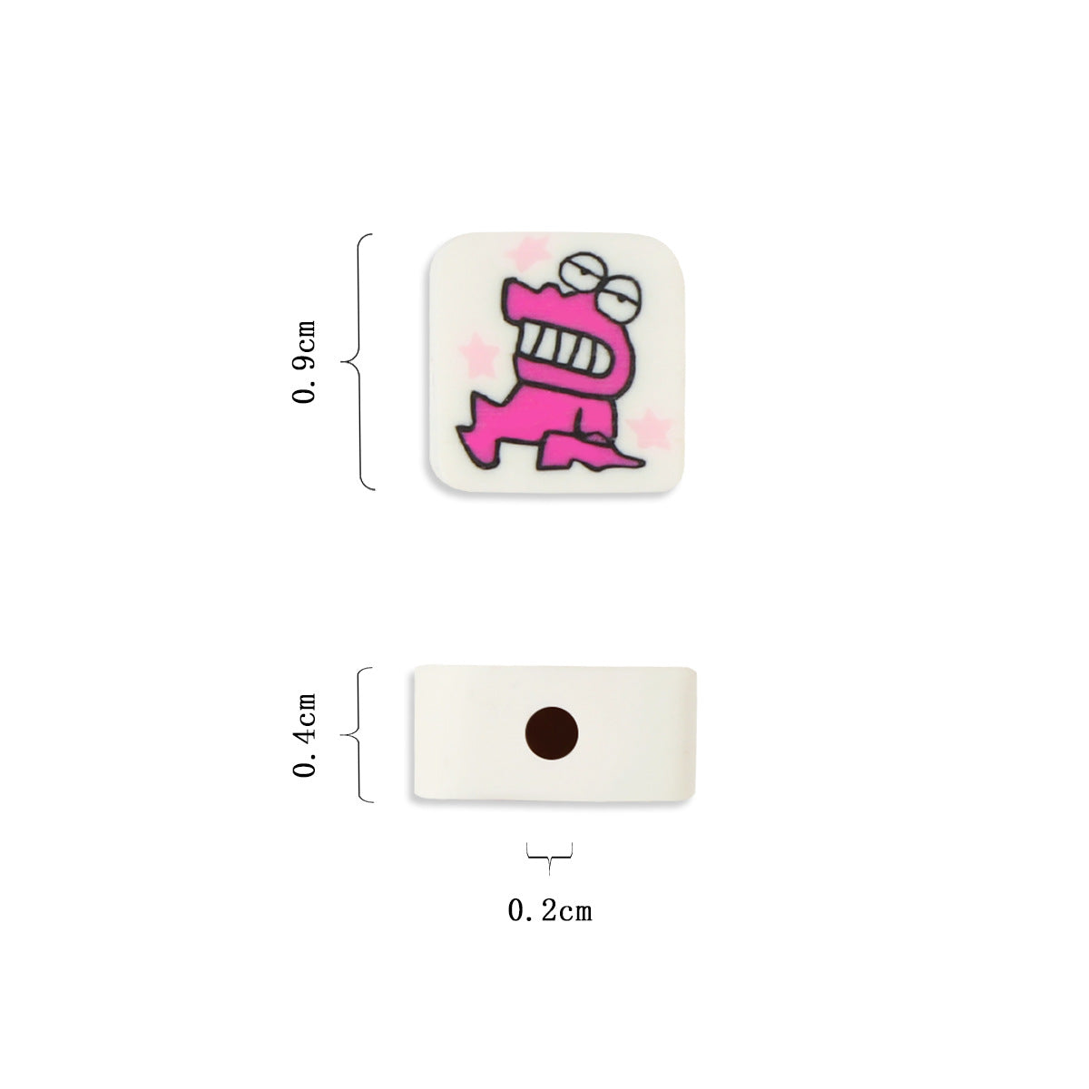 Square Clay Beads 9mm Pink Cartoon Waniyama-San 100pcs 4