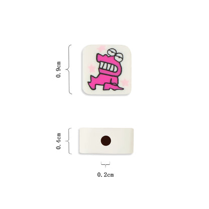 Square Clay Beads 9mm Pink Cartoon Waniyama-San 100pcs 4