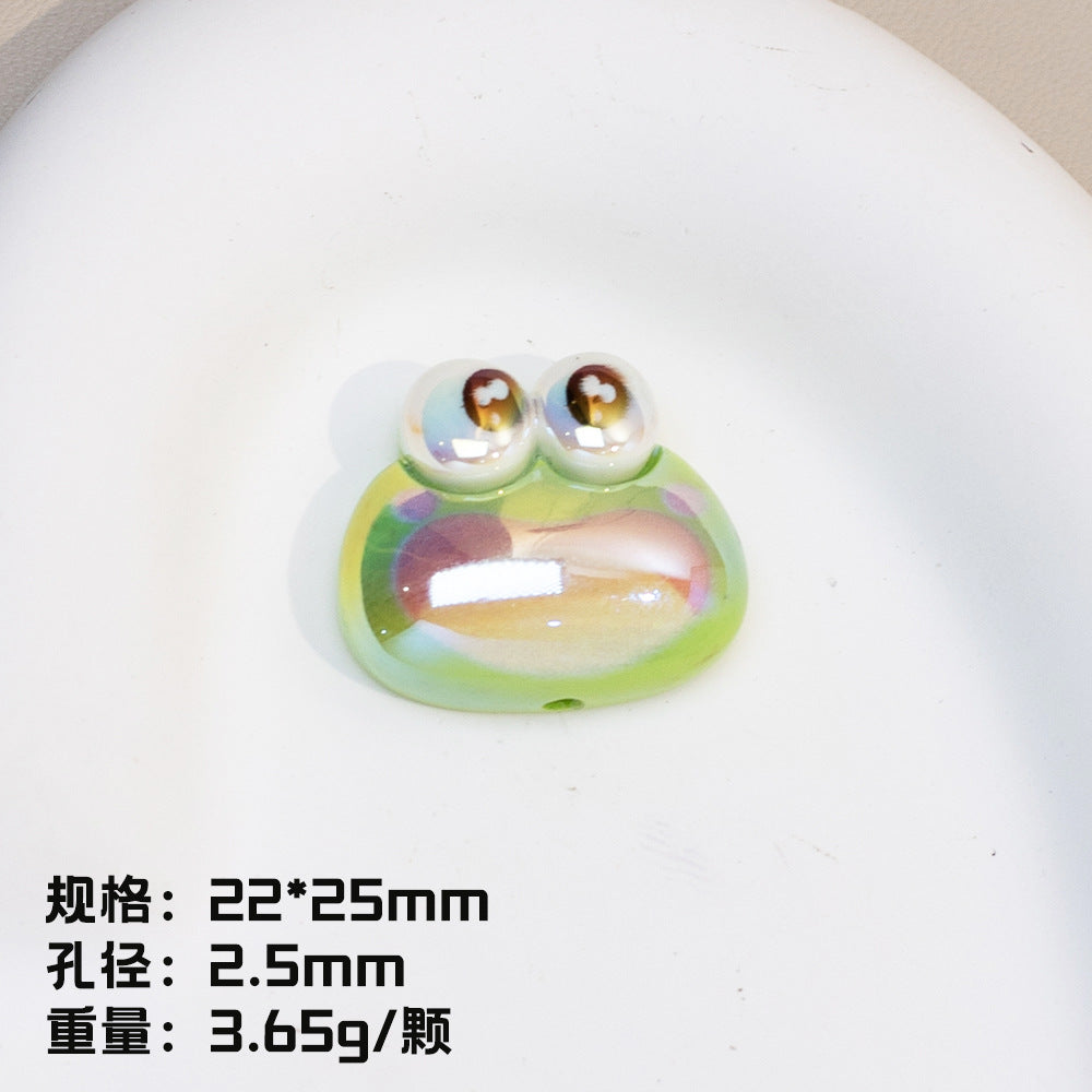 Plating Resin Character Beads Glossy Pastel Tones Big Mouth 10pcs 6