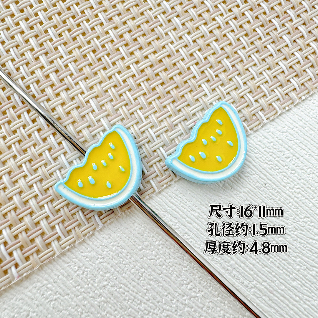 Baking Painted Watermelon and Cake Metal Beads 16mm Colorful 10pcs 7