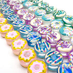 Lampwork Glass Beads Donut 15mm Hand Painted Cream Thick 10pcs