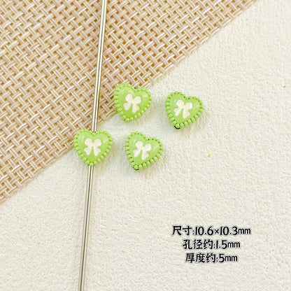 Bone and Heart Metal Beads 15mm and 10mm Baking Painted Alloy 10pcs 19