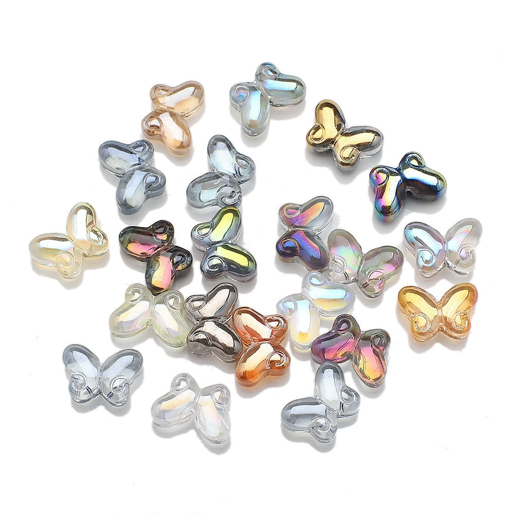 Butterfly Plated Transparent Glass Beads 10x14mm 20pcs 5