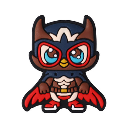 Silicone Focal Beads Owl Super Hero Wearing Mask and Cape 20pcs 6
