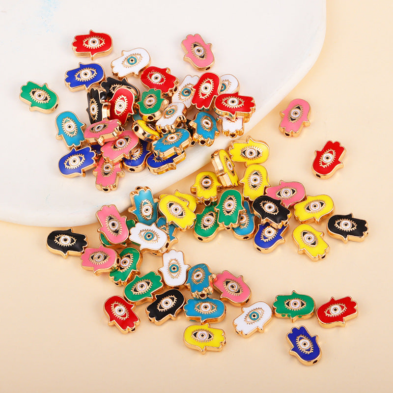 Irregular Shaped Metal Beads Double-Sided Enamel Evil Eye 20pcs 3