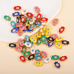 Irregular Shaped Metal Beads Double-Sided Enamel Evil Eye 20pcs 3