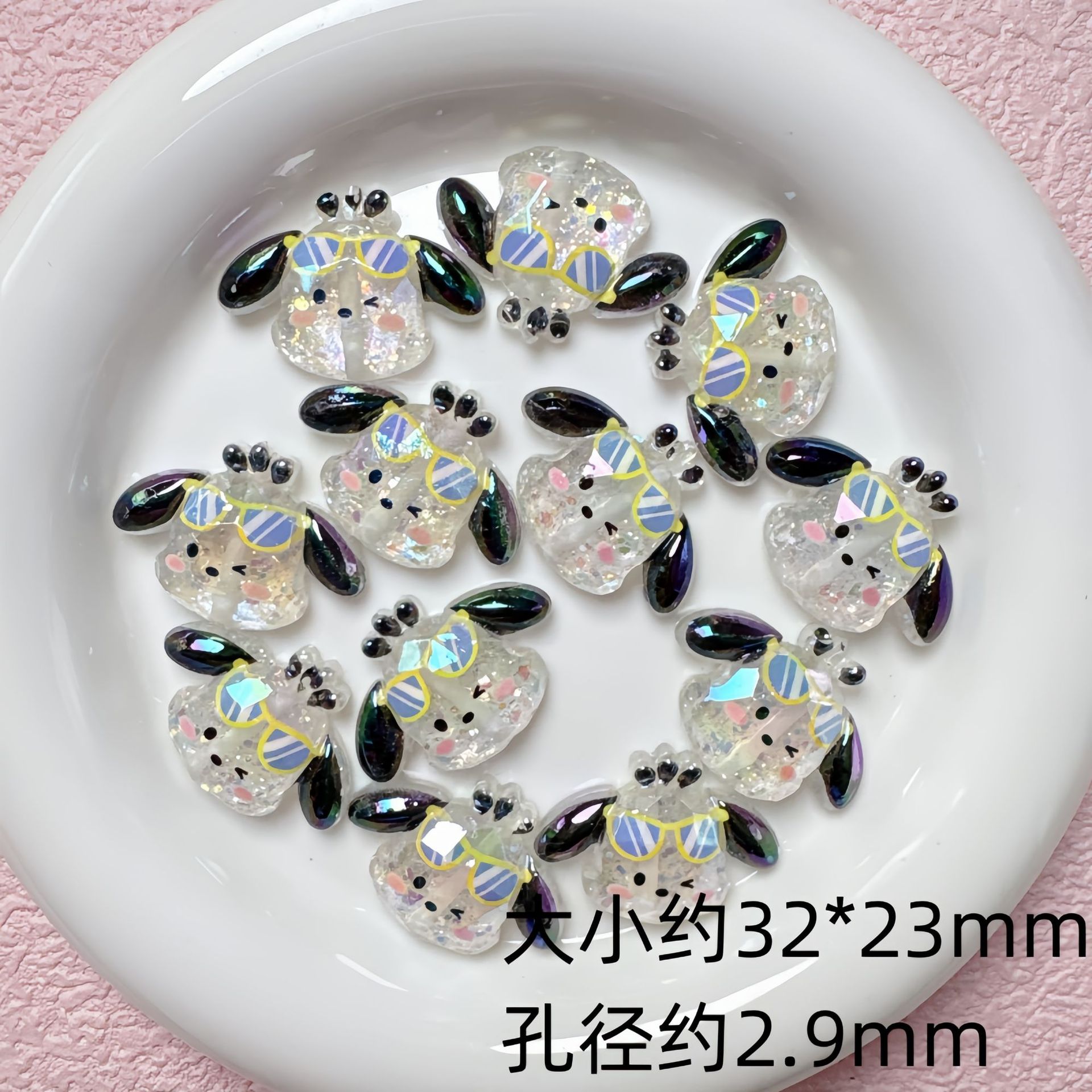Iridescent Resin Beads Sanri Figures 5pcs Mixed Characters 3