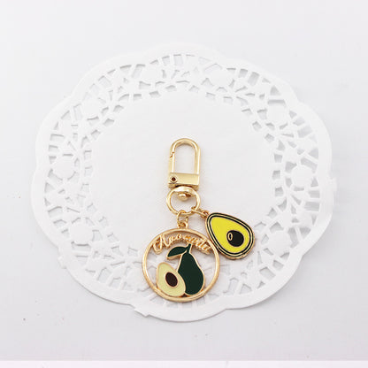 Alloy Avocado Orange Fruit Keychain Metal Colorful Glossy Finish 9