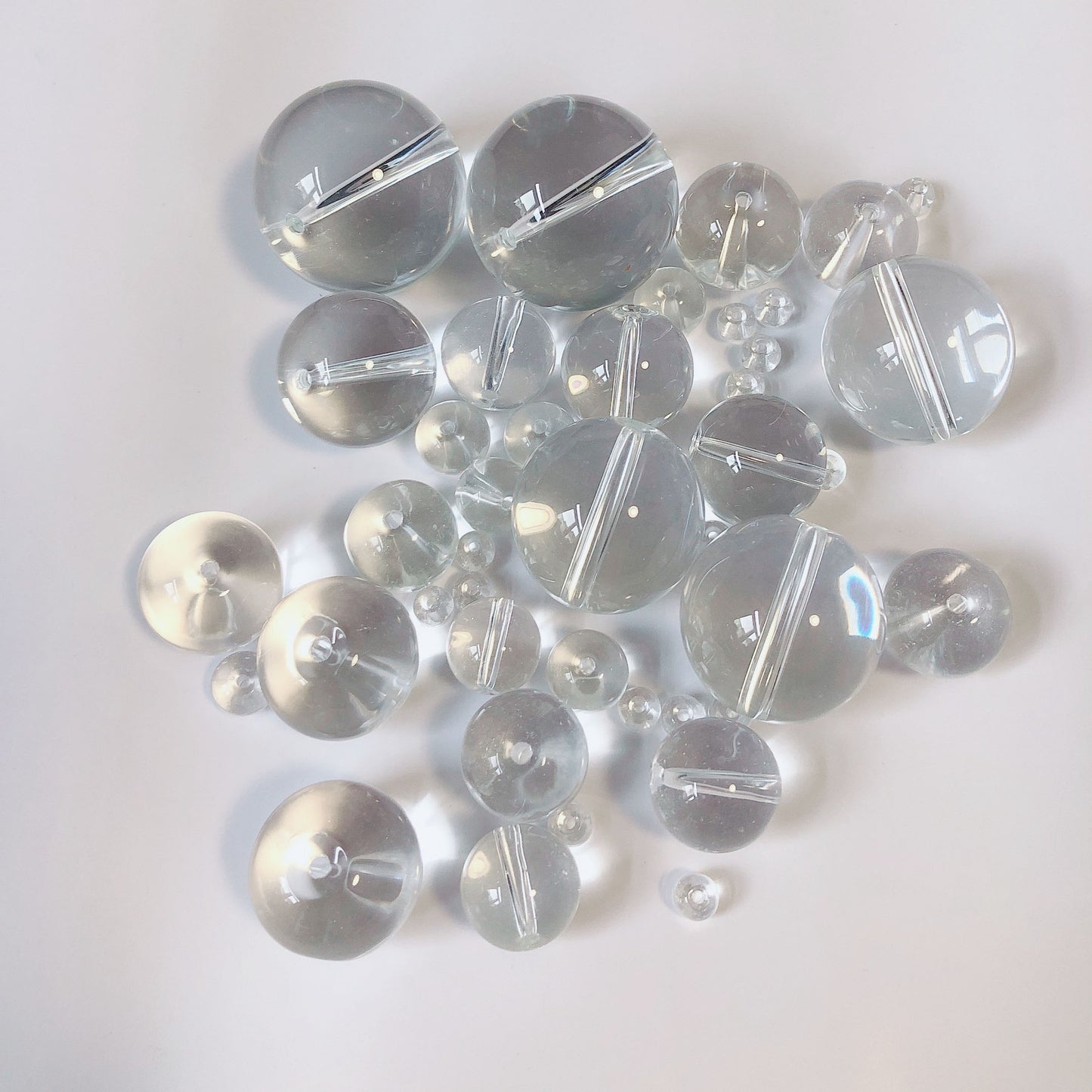 Transparent Round Glass Beads 18-30mm Clear Smooth with Holes 10pcs