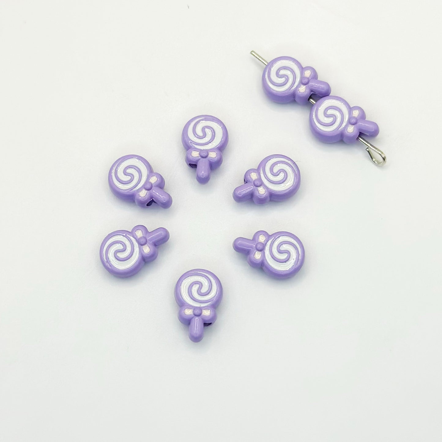 Lollipop Metal Beads 12mm Painted Alloy 10pcs 14