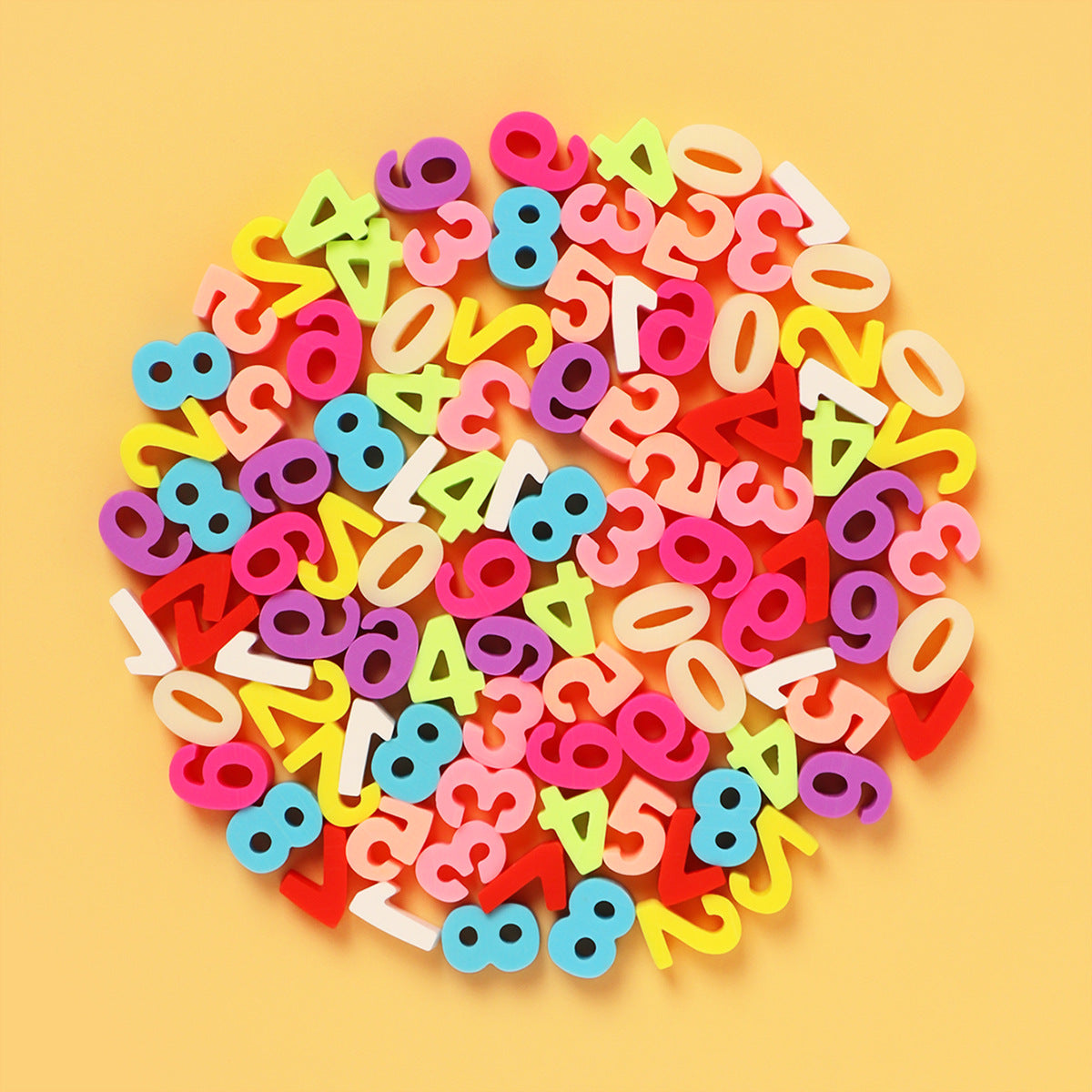3D Number Clay Beads 10mm Colorful Polymer 200pcs 16