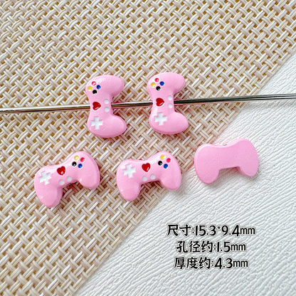 Teddy Bear and Game Controller Metal Beads Painted Alloy 10pcs 23