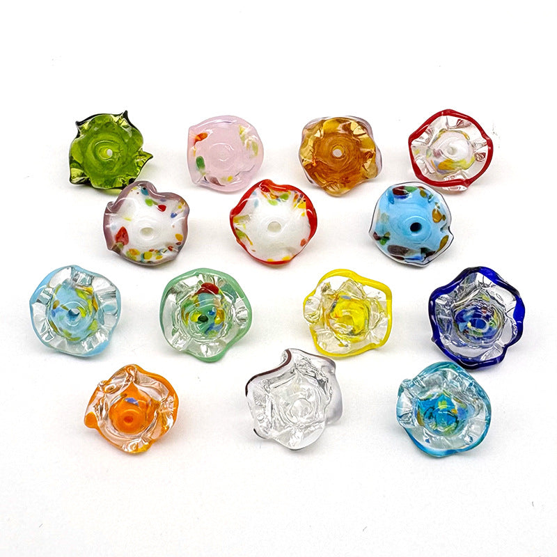 Lampwork Glass Beads Mushroom 15mm Hand Painted Colorful 10pcs
