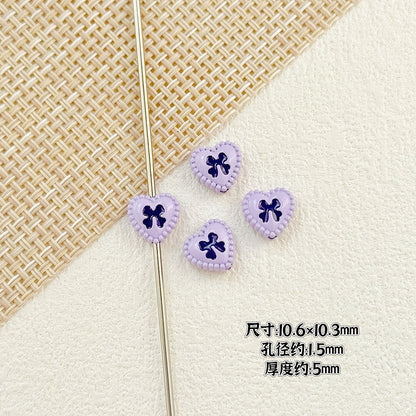 Bone and Heart Metal Beads 15mm and 10mm Baking Painted Alloy 10pcs 20