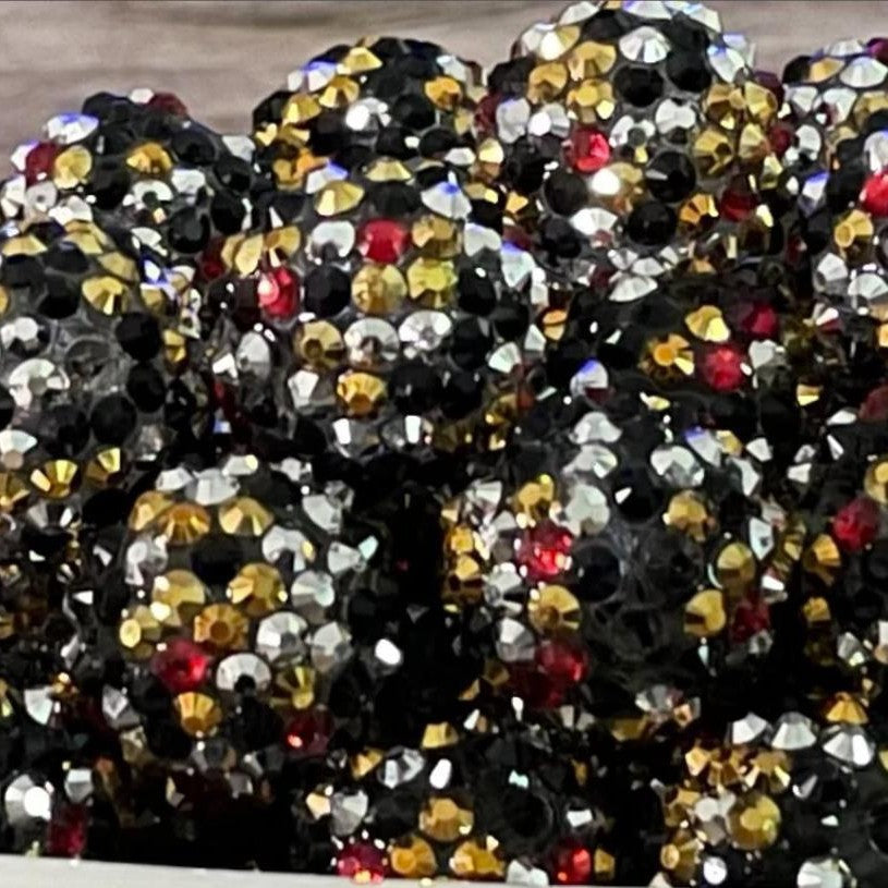 Rhinestone Bubblegum Beads 10-22mm Black Gold Silver Confetti 5pcs 2