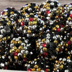 Rhinestone Bubblegum Beads 10-22mm Black Gold Silver Confetti 5pcs 2