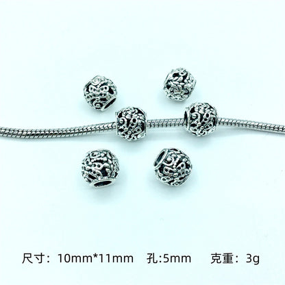 Hollow Spherical Metal Beads Large Hole Intricate Floral Cut-Out 100pcs 15