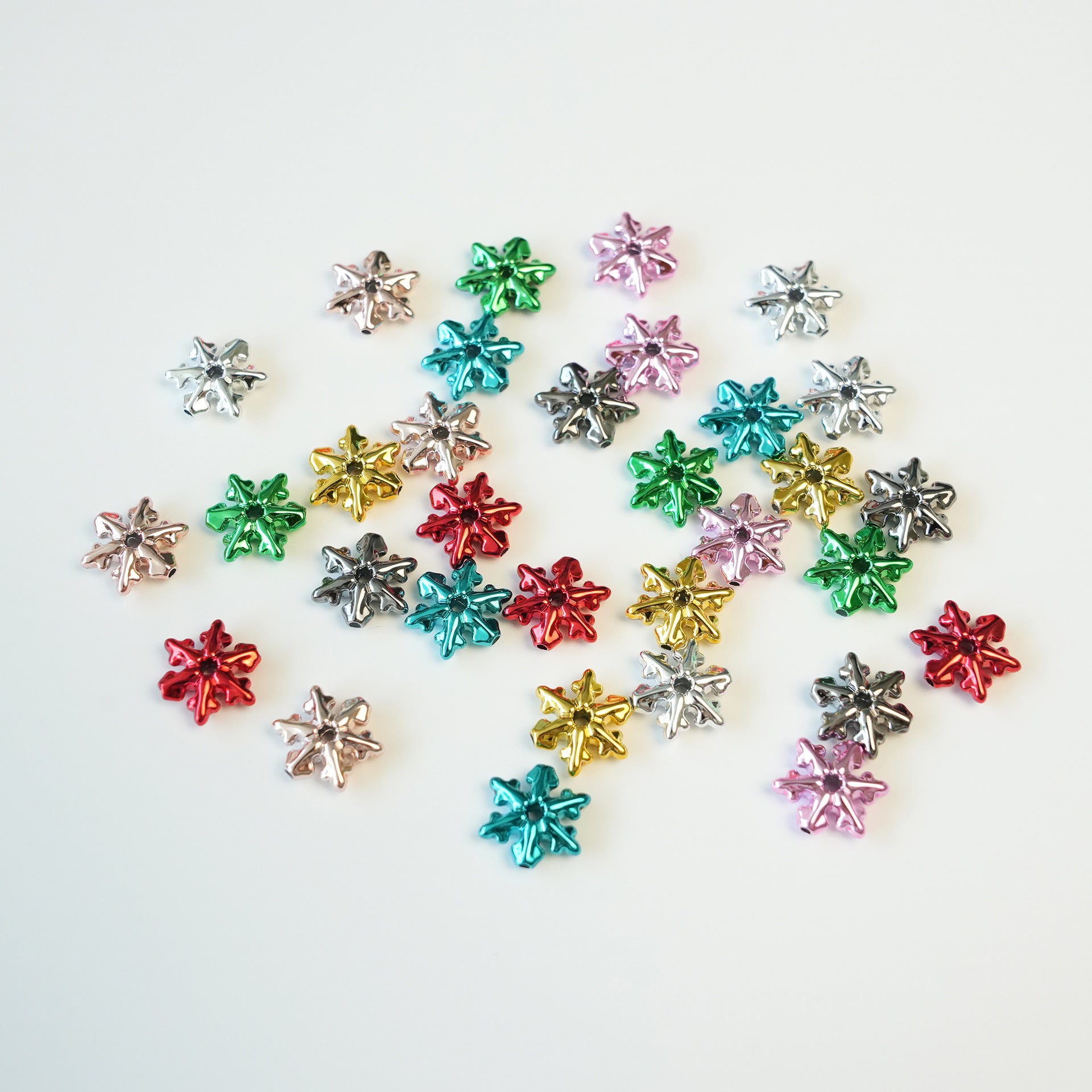 Pentagram Snowflake Acrylic Beads 14mm 21mm Metallic Plated 100pcs 23
