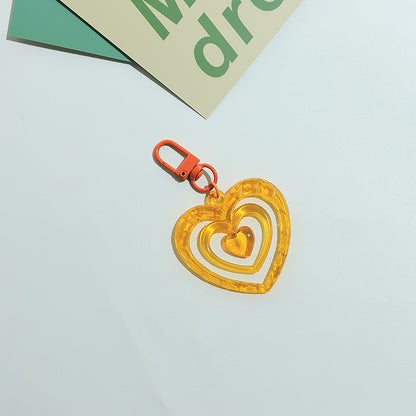 Acrylic Transparent Heart Keychain Colorful Layered Resin Charm 9