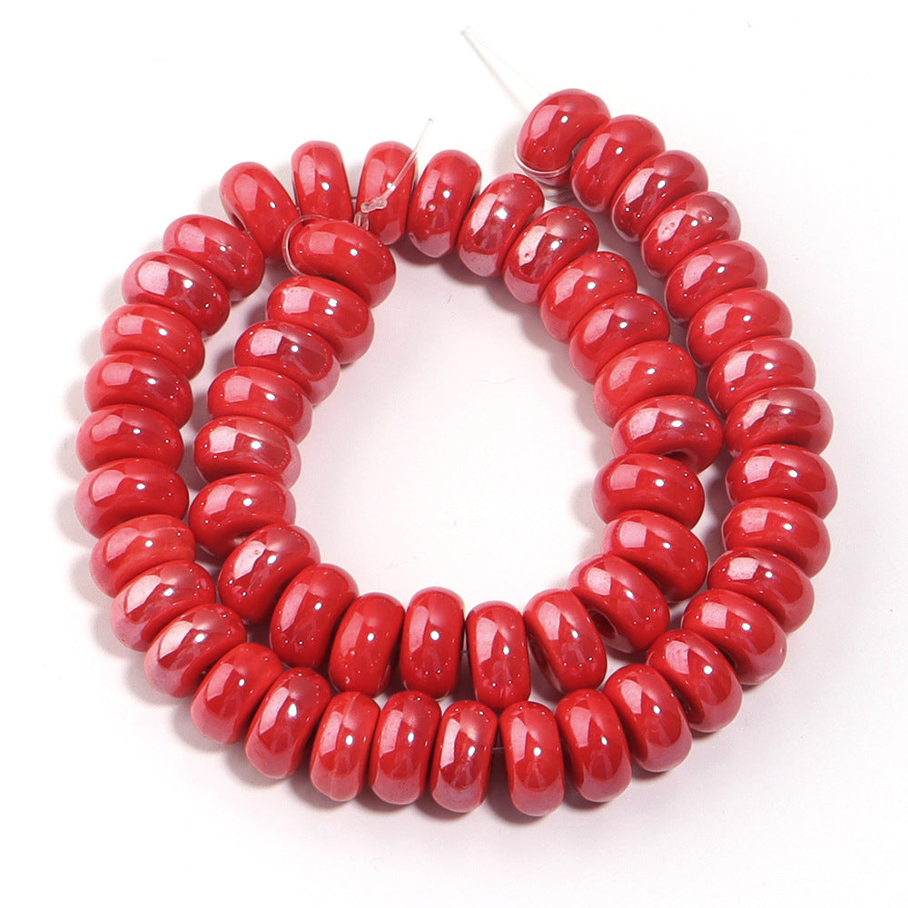 Ceramic Flat Round Spacer Beads 9mm Colored Abacus 55pcs 11