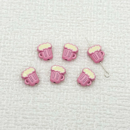 Beer Cup Metal Beads 11mm Hand Painted Enamel Alloy 10pcs 15